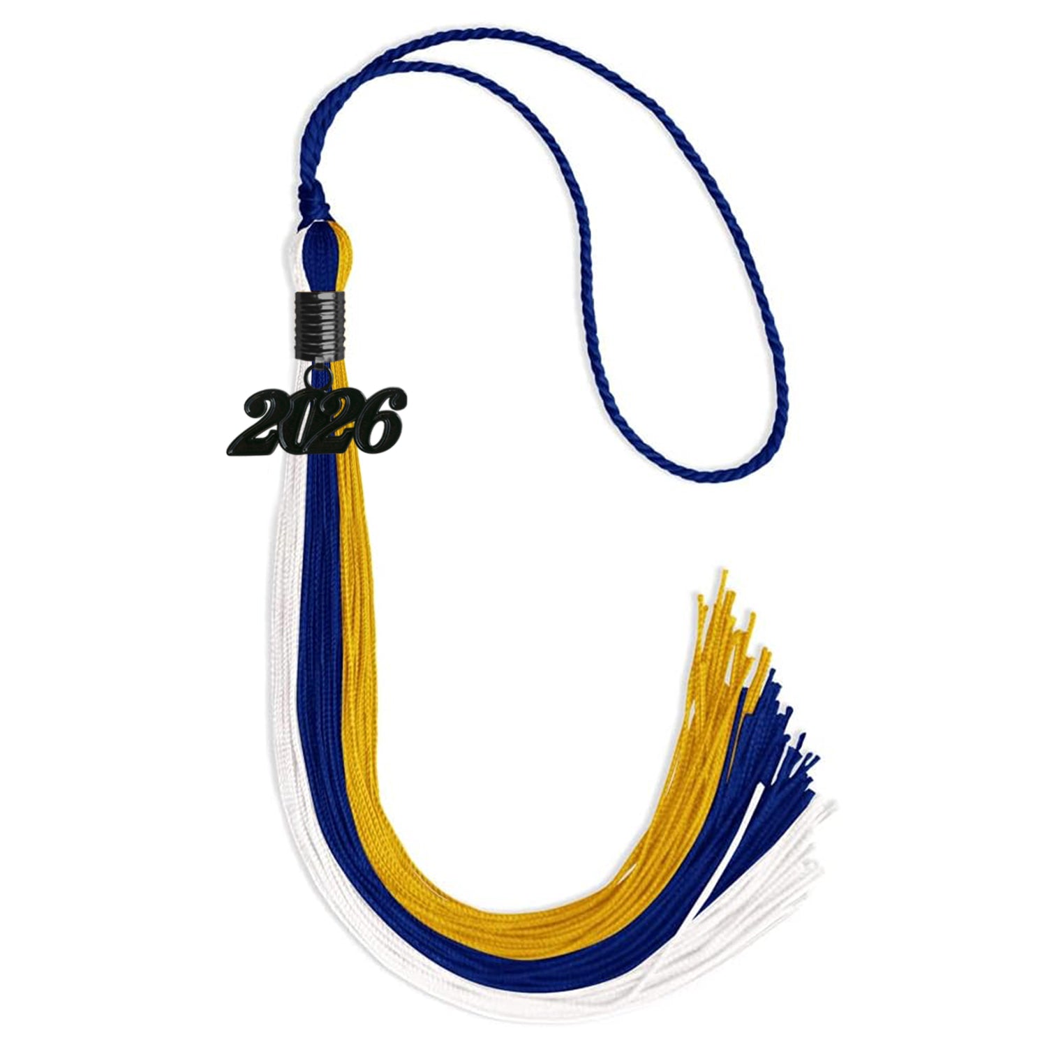 Royal Blue/Gold/White Graduation Tassel with Black Date Drop - Endea Graduation