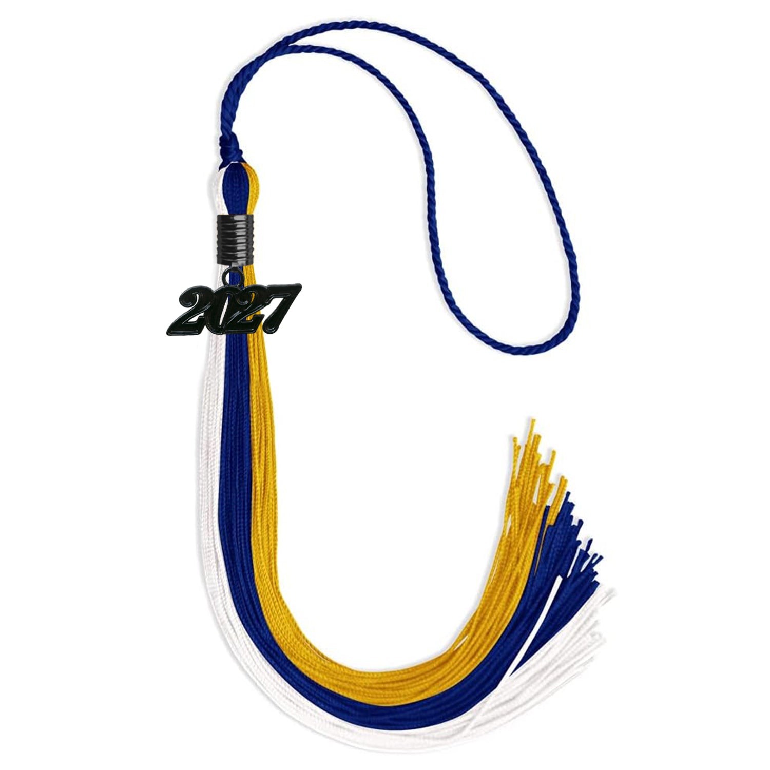 Royal Blue/Gold/White Graduation Tassel with Black Date Drop - Endea Graduation