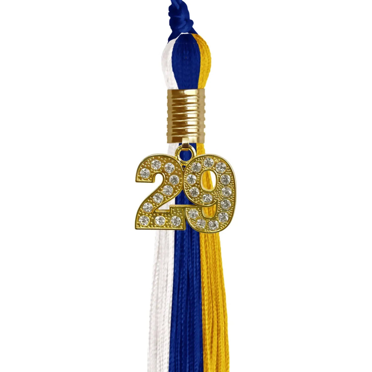 Royal Blue/Gold/White Graduation Tassel with Gold Bling Charm - Endea Graduation