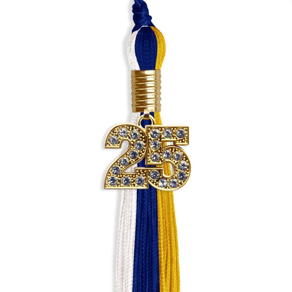 Royal Blue/Gold/White Graduation Tassel with Gold Bling Charm - Endea Graduation
