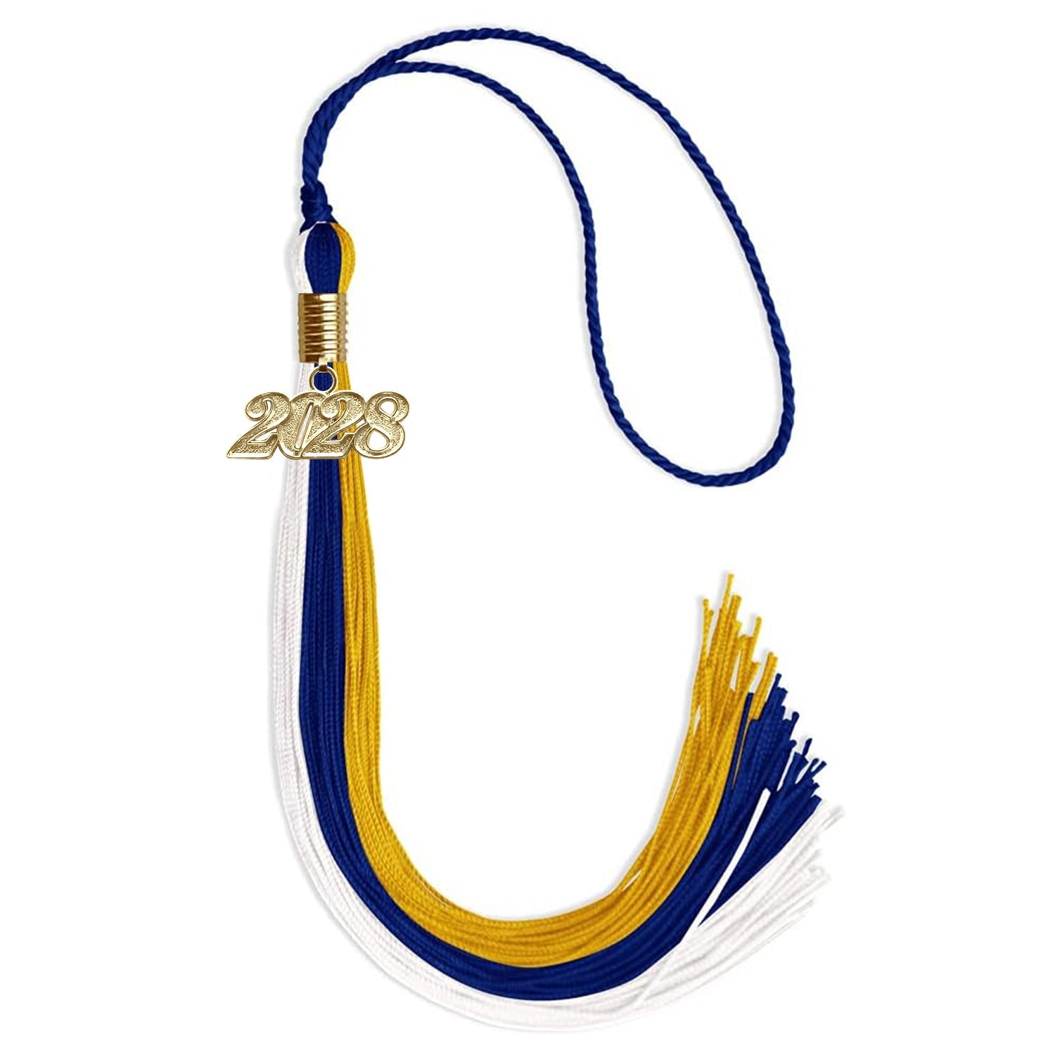 Royal Blue/Gold/White Graduation Tassel with Gold Date Drop - Endea Graduation