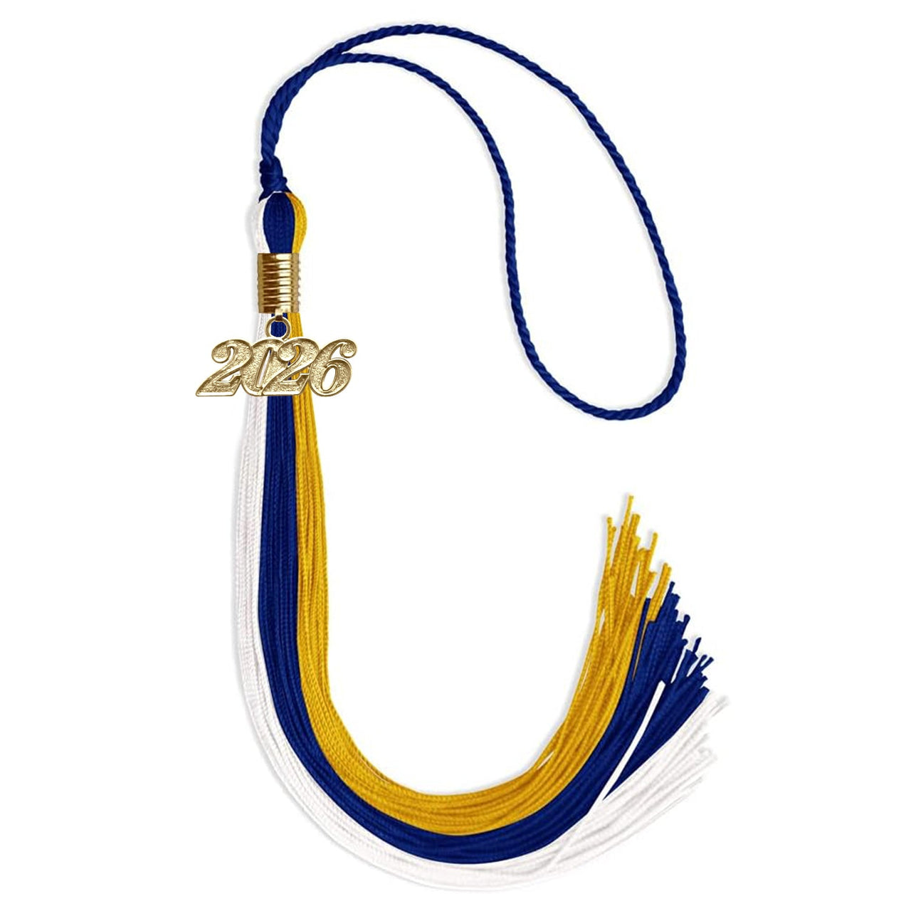 Royal Blue/Gold/White Graduation Tassel with Gold Date Drop - Endea Graduation