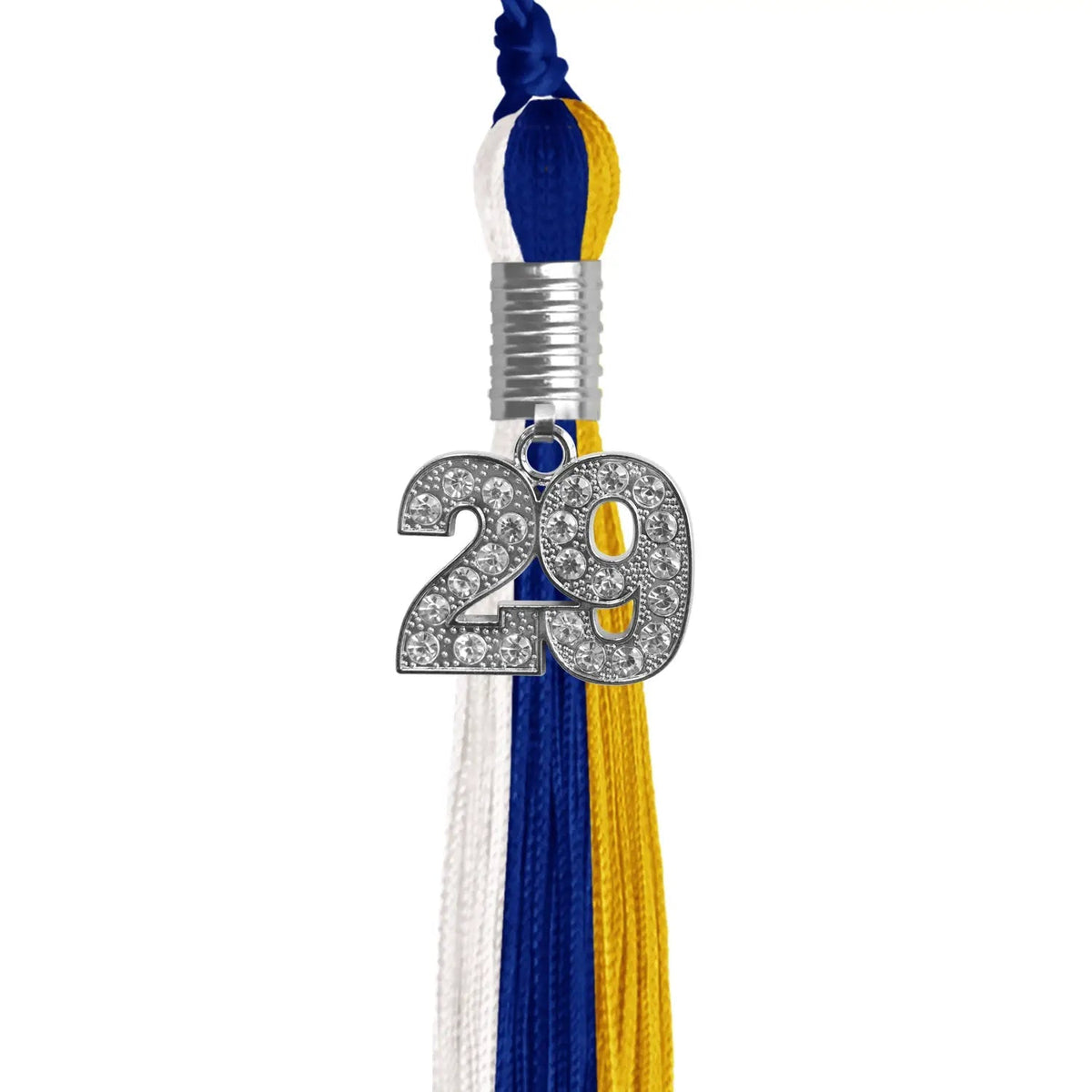 Royal Blue/Gold/White Graduation Tassel with Silver Bling Charm - Endea Graduation