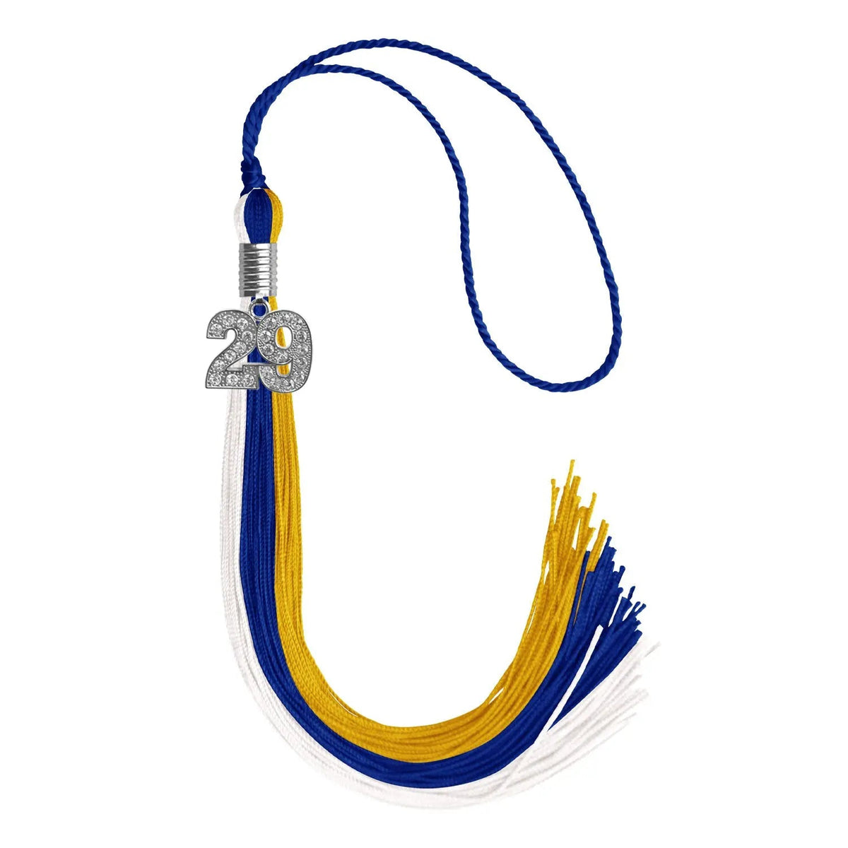 Royal Blue/Gold/White Graduation Tassel with Silver Bling Charm - Endea Graduation