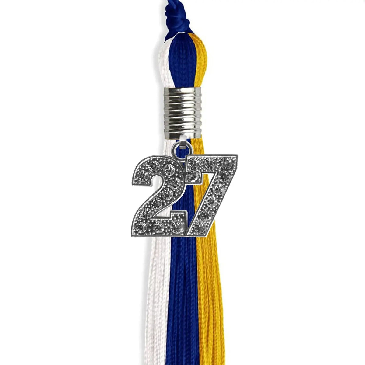 Royal Blue/Gold/White Graduation Tassel with Silver Bling Charm - Endea Graduation