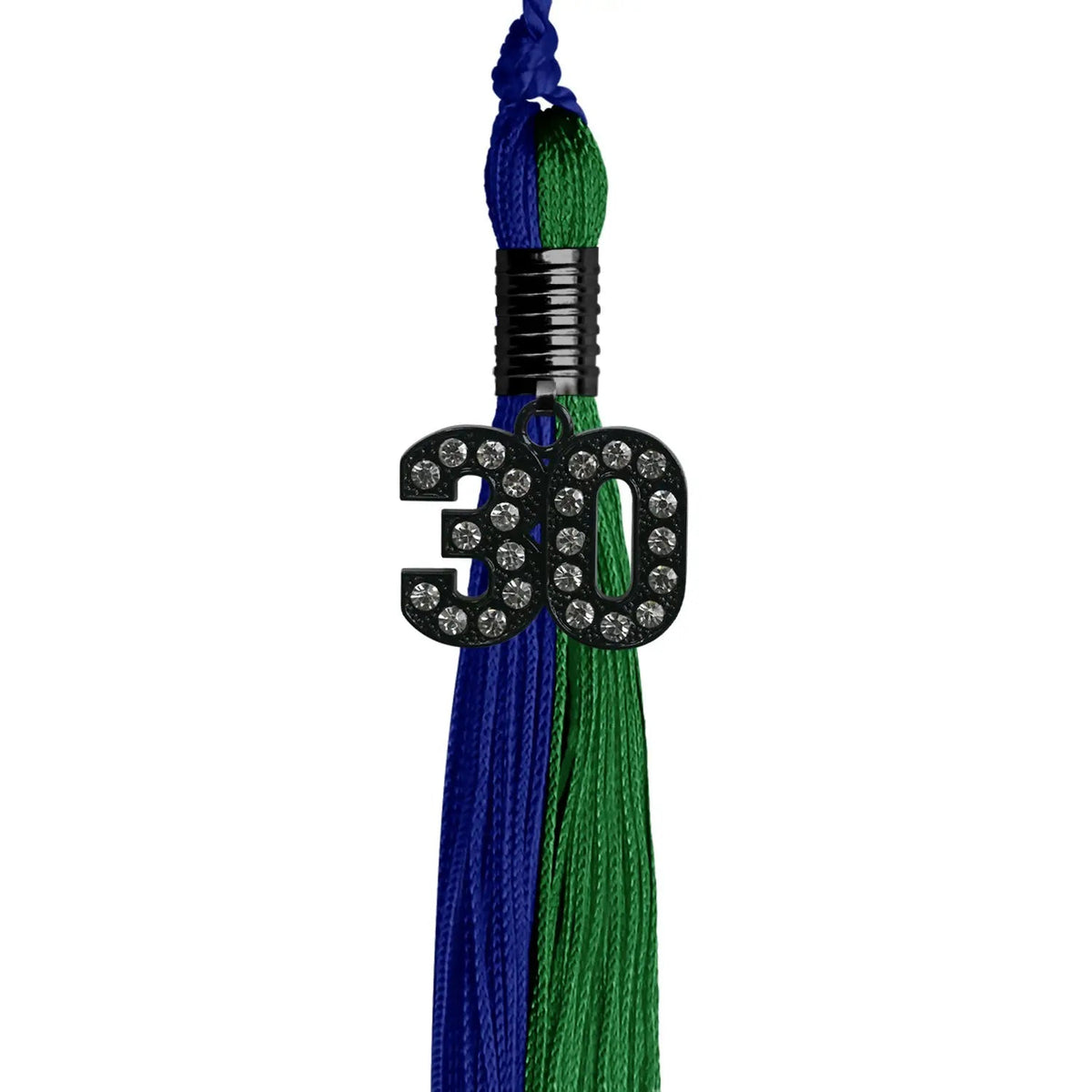 Royal Blue/Green Graduation Tassel with Black Bling Charm - Endea Graduation