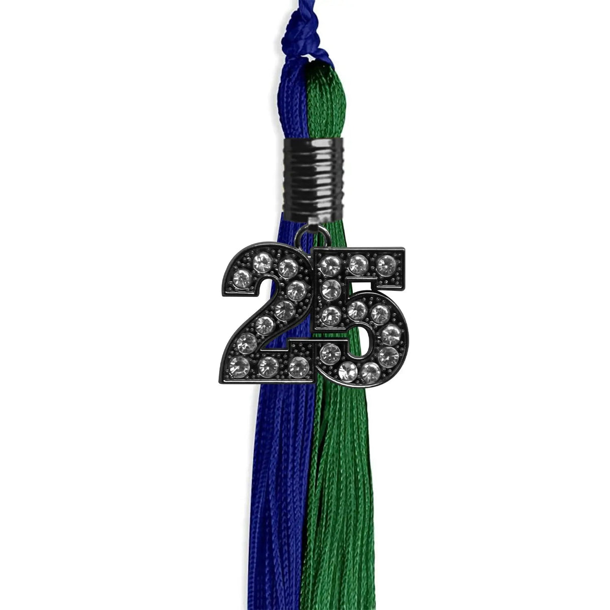 Royal Blue/Green Graduation Tassel with Black Bling Charm - Endea Graduation