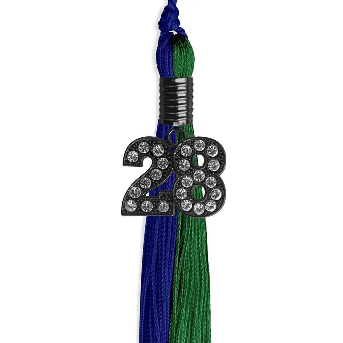 Royal Blue/Green Graduation Tassel with Black Bling Charm - Endea Graduation