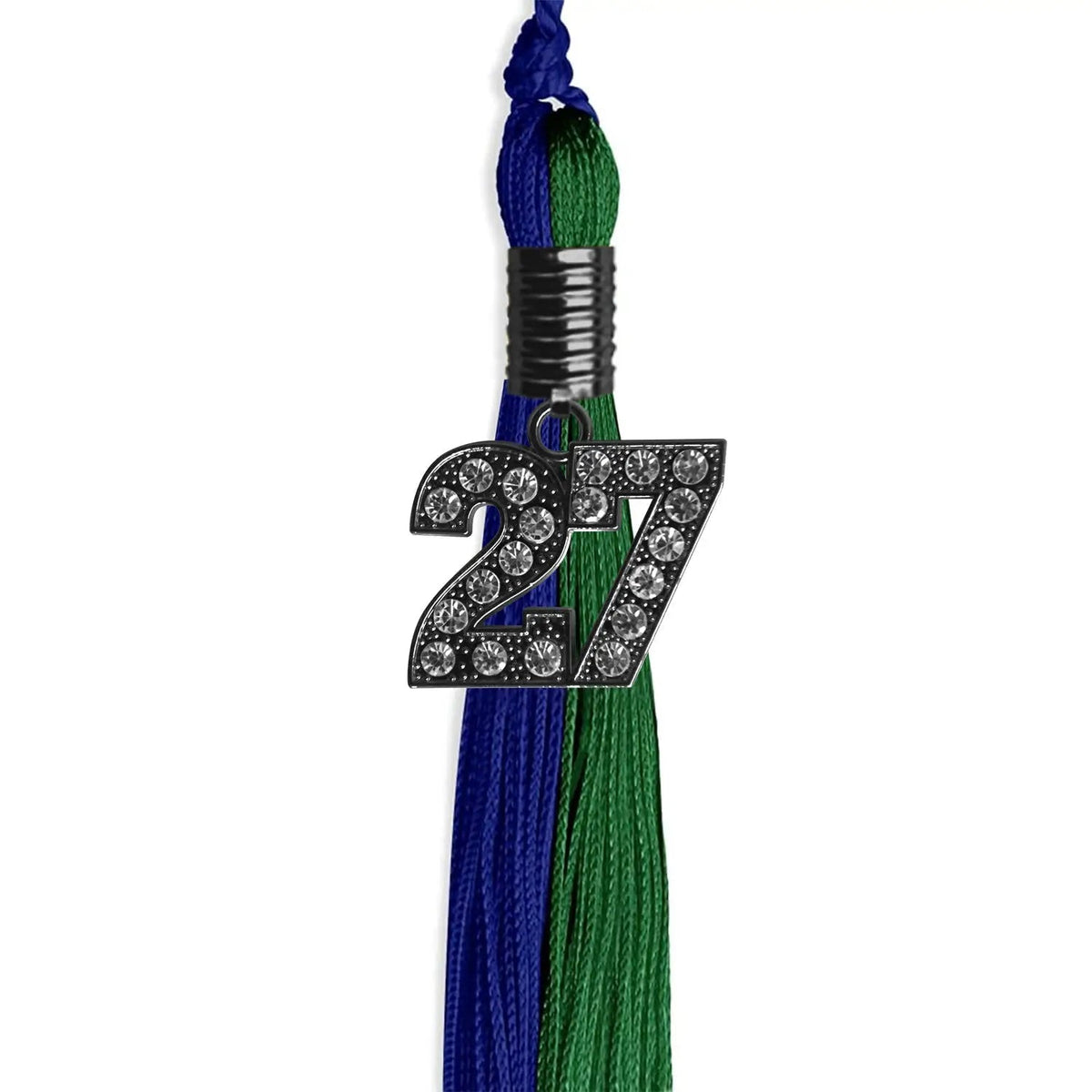 Royal Blue/Green Graduation Tassel with Black Bling Charm - Endea Graduation