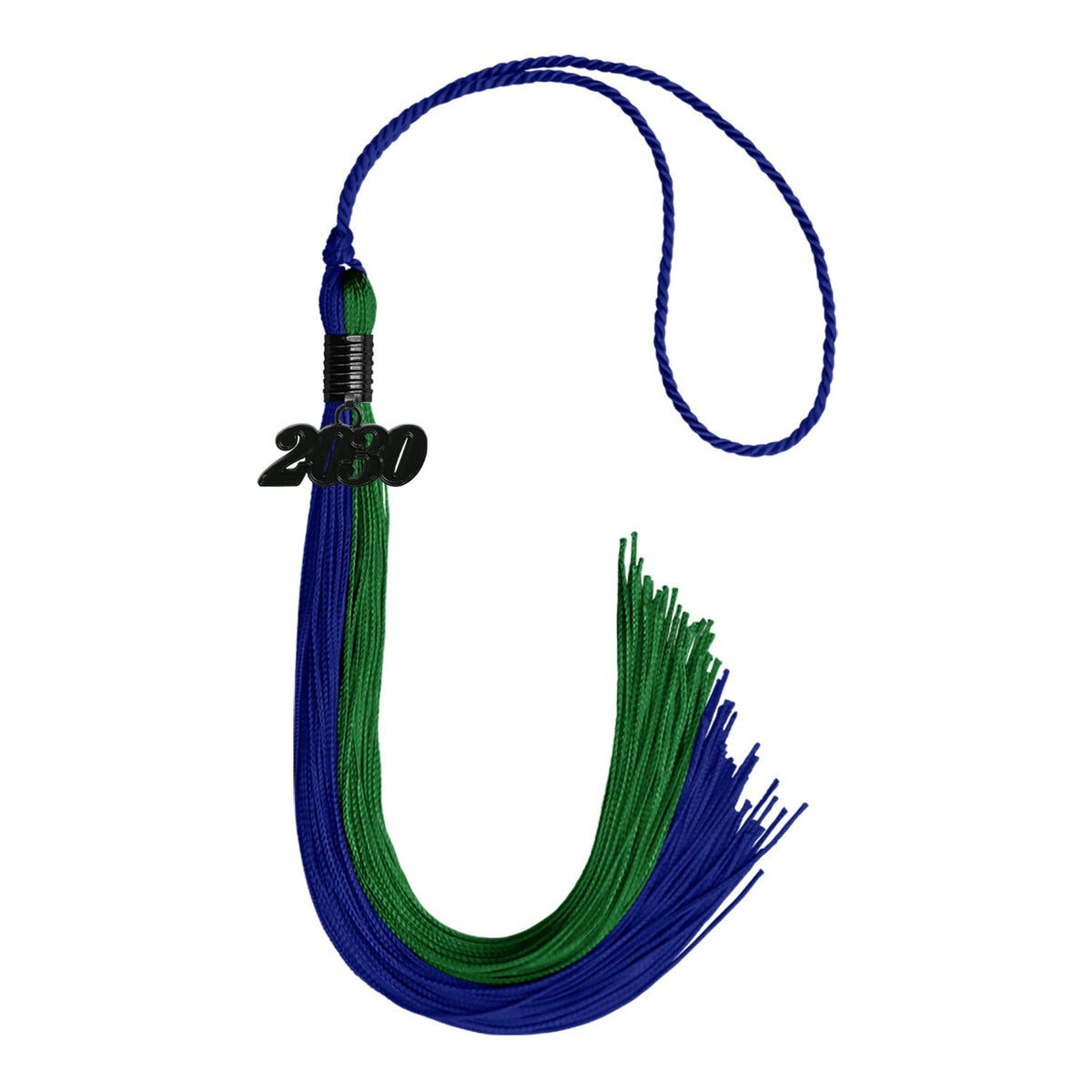 Royal Blue/Green Graduation Tassel with Black Date Drop - Endea Graduation
