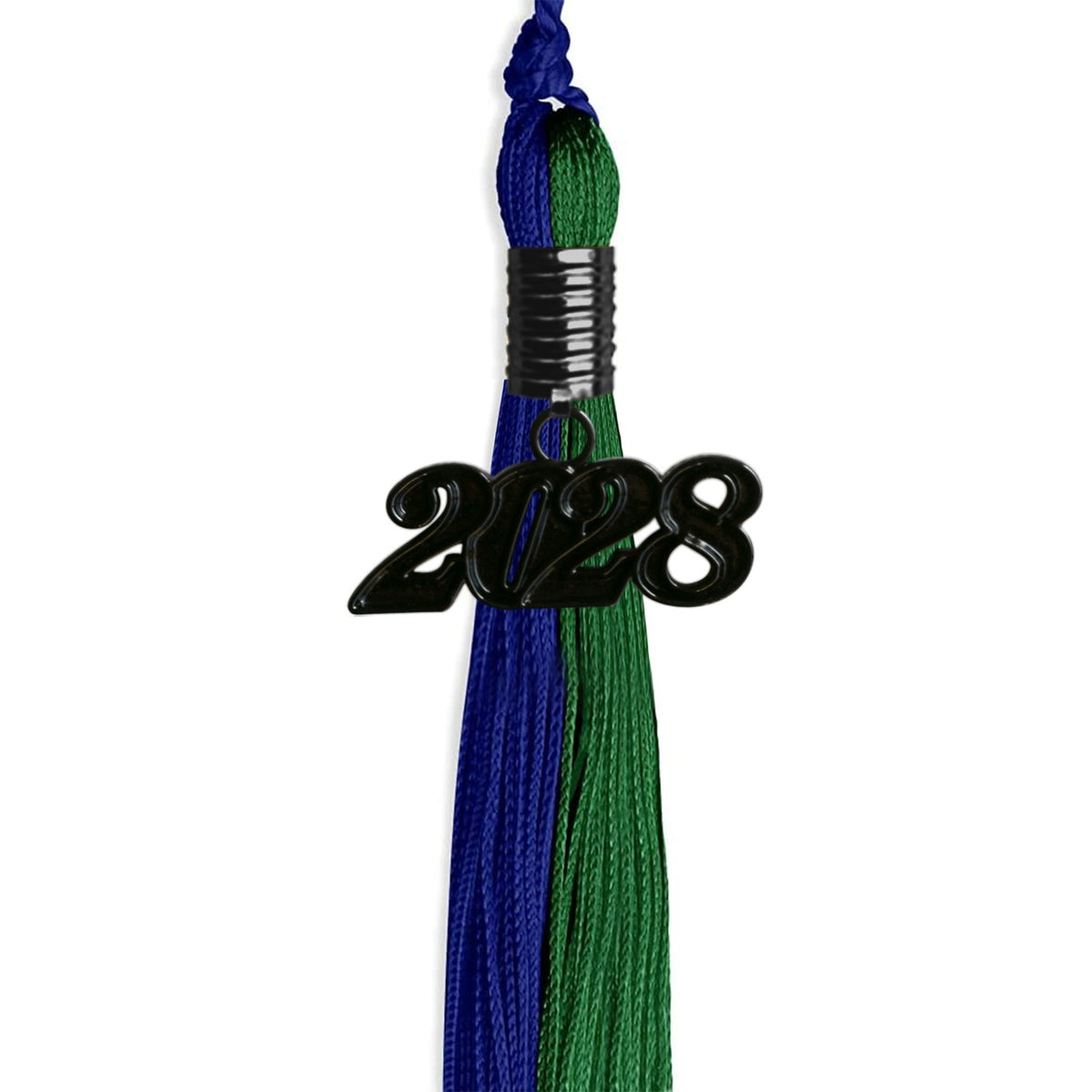 Royal Blue/Green Graduation Tassel with Black Date Drop - Endea Graduation