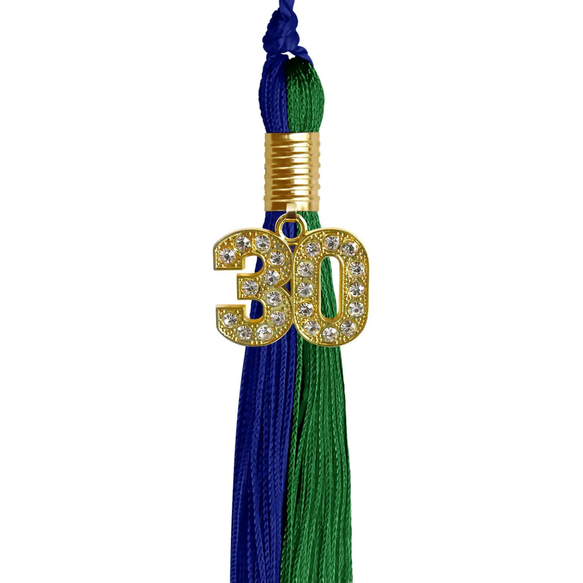 Royal Blue/Green Graduation Tassel with Gold Bling Charm - Endea Graduation