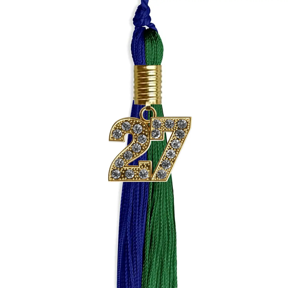 Royal Blue/Green Graduation Tassel with Gold Bling Charm - Endea Graduation