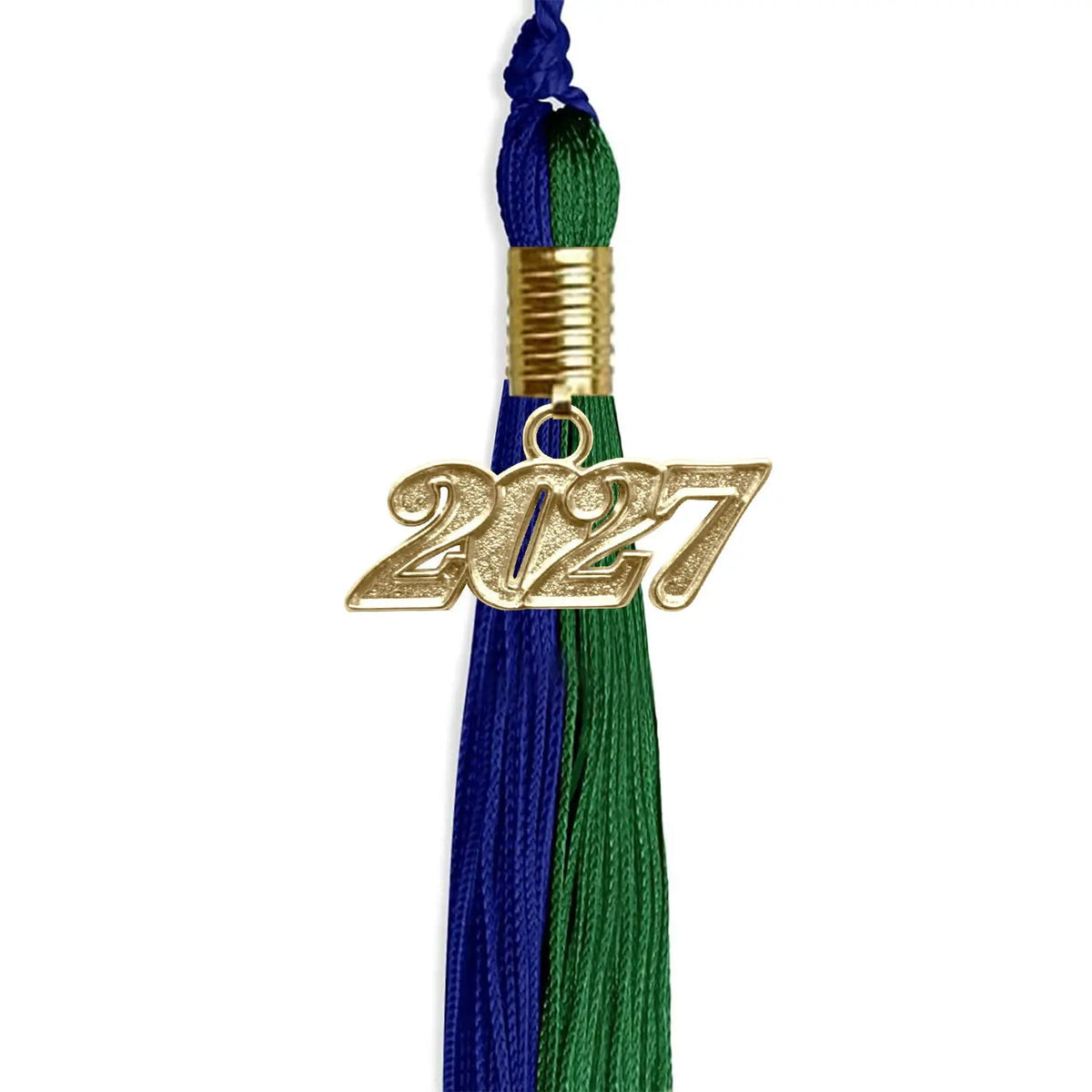 Royal Blue/Green Graduation Tassel with Gold Date Drop - Endea Graduation