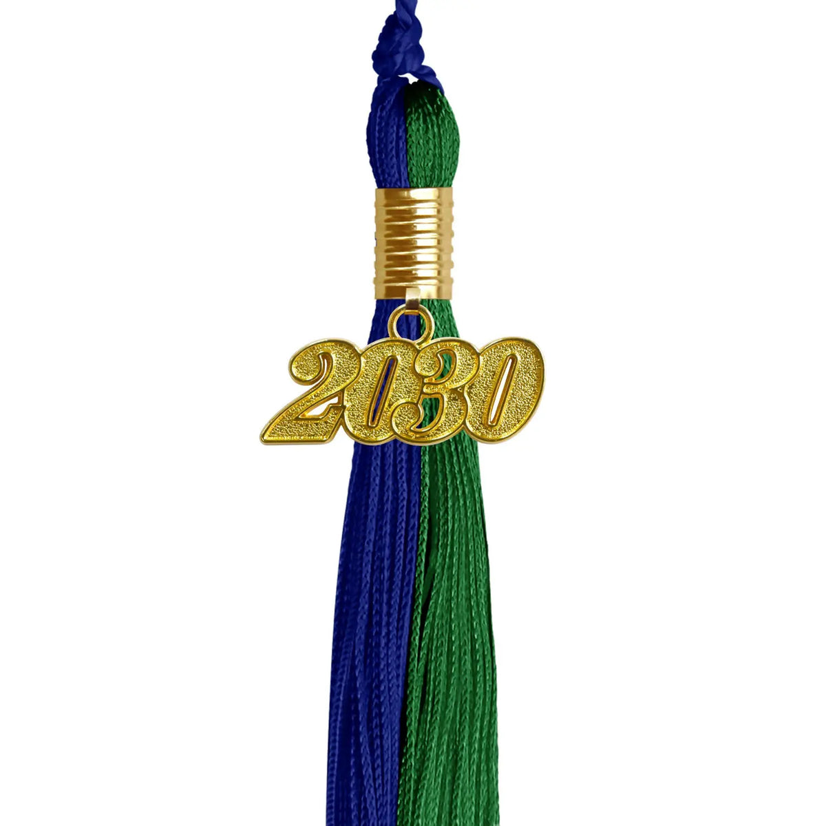 Royal Blue/Green Graduation Tassel with Gold Date Drop - Endea Graduation