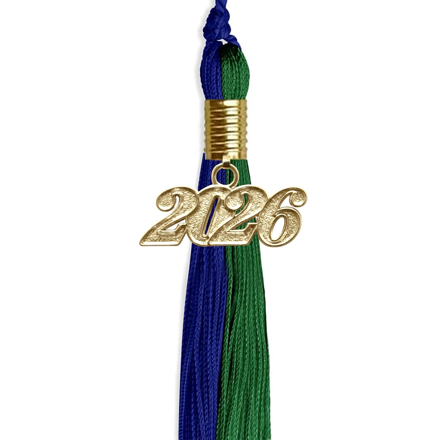 Royal Blue/Green Graduation Tassel with Gold Date Drop - Endea Graduation