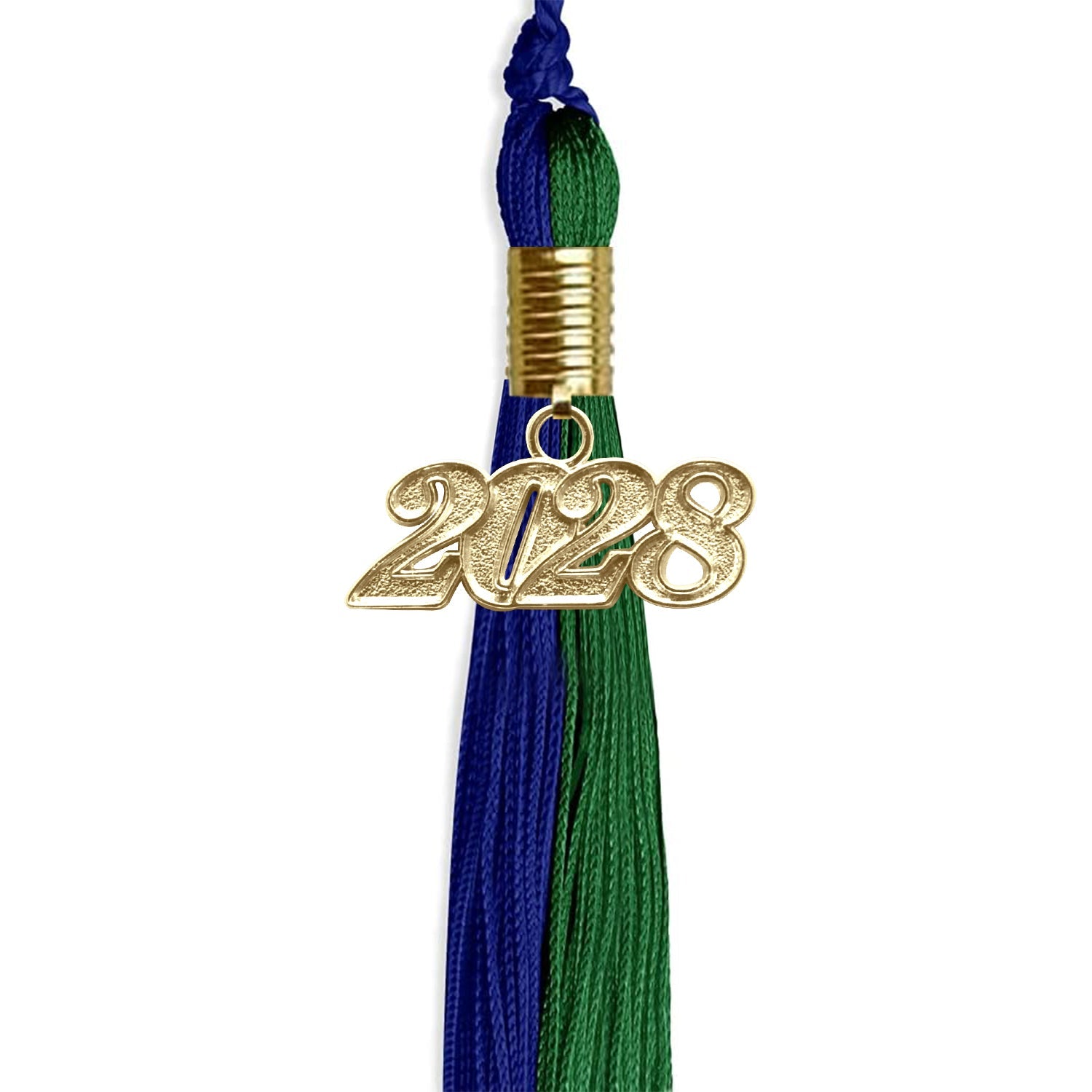 Royal Blue/Green Graduation Tassel with Gold Date Drop - Endea Graduation