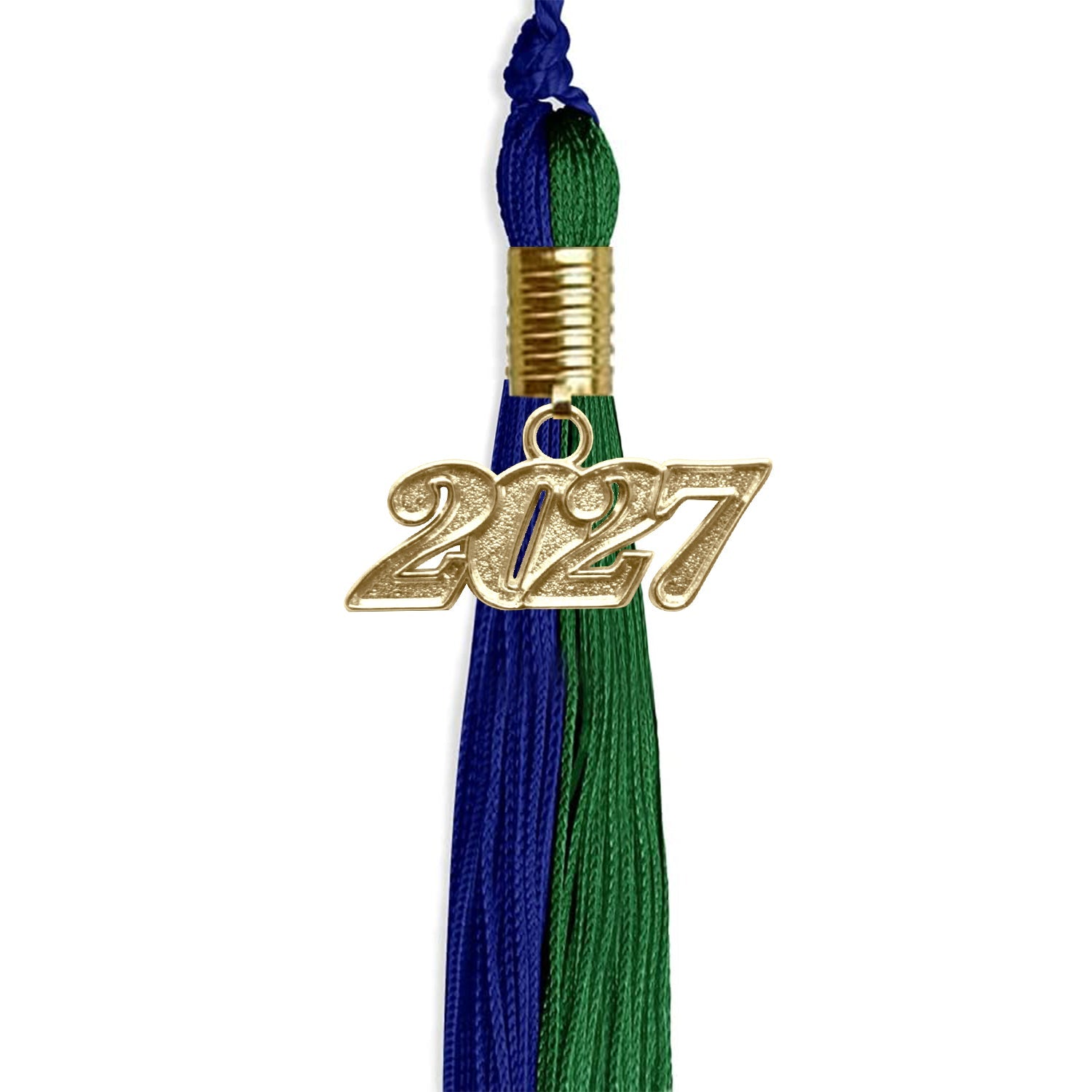 Royal Blue/Green Graduation Tassel with Gold Date Drop - Endea Graduation