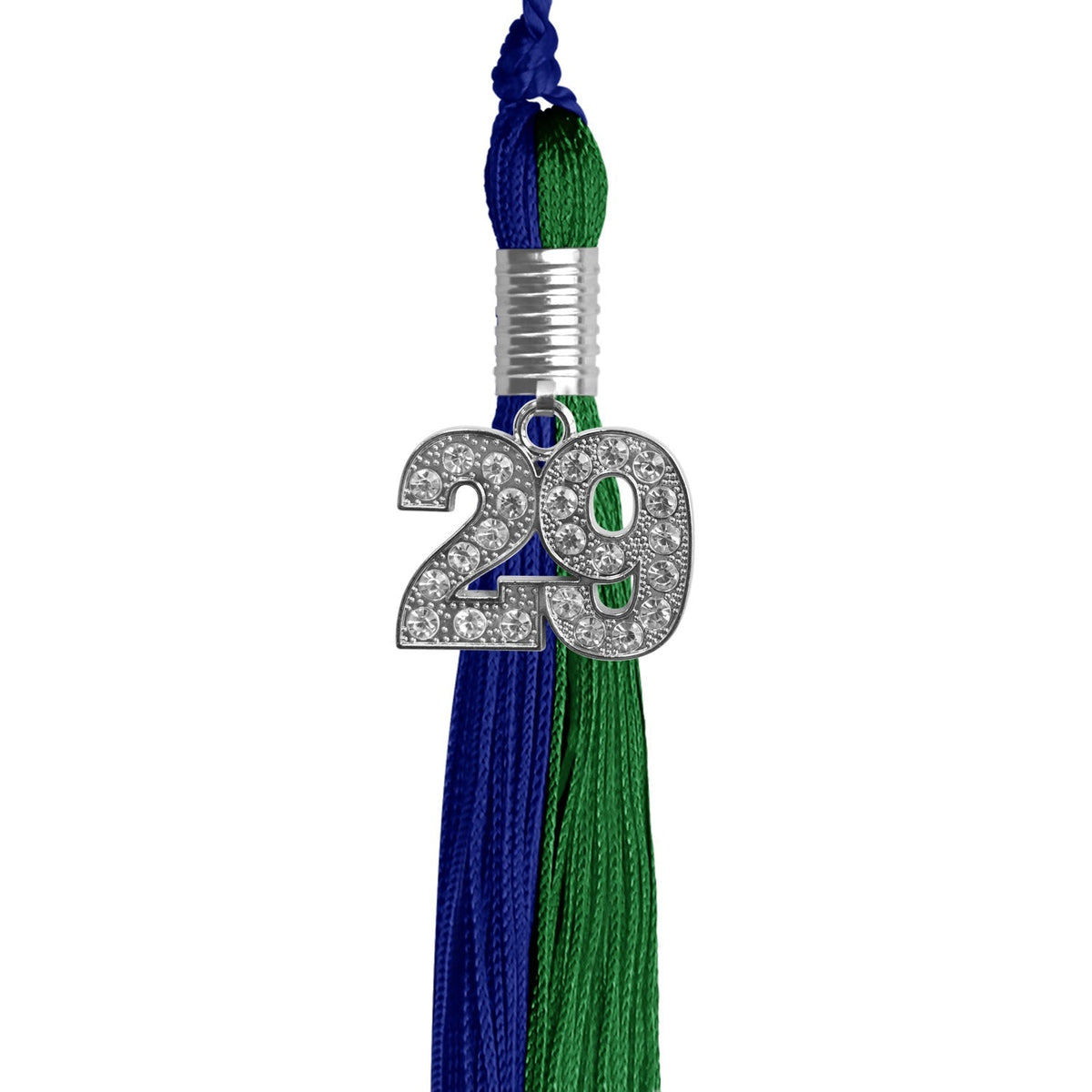 Royal Blue/Green Graduation Tassel with Silver Bling Charm - Endea Graduation