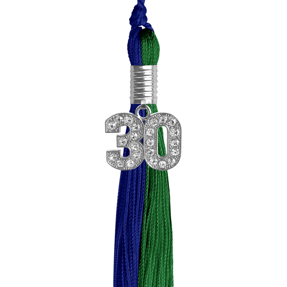 Royal Blue/Green Graduation Tassel with Silver Bling Charm - Endea Graduation