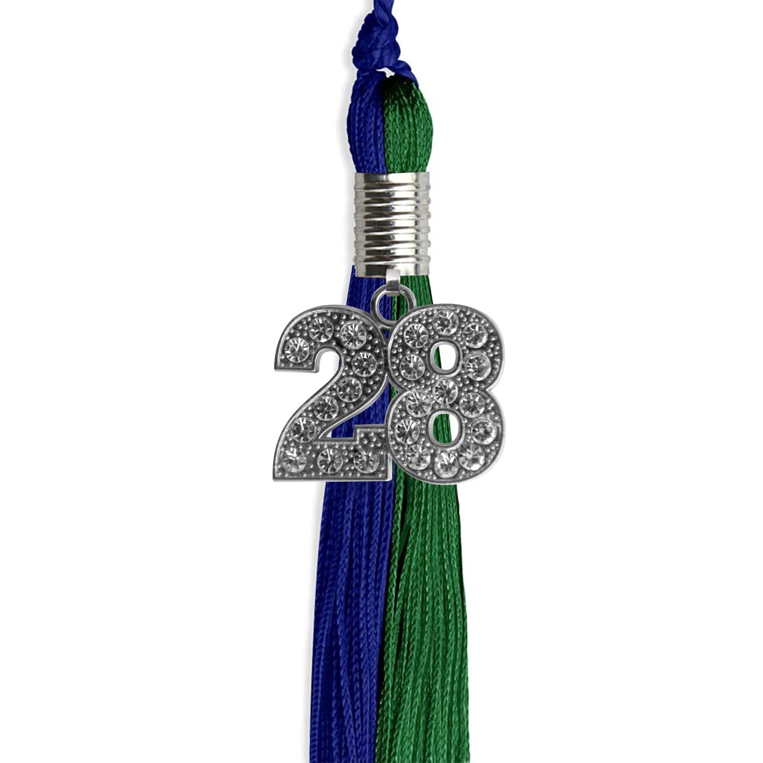 Royal Blue/Green Graduation Tassel with Silver Date Drop - Endea Graduation