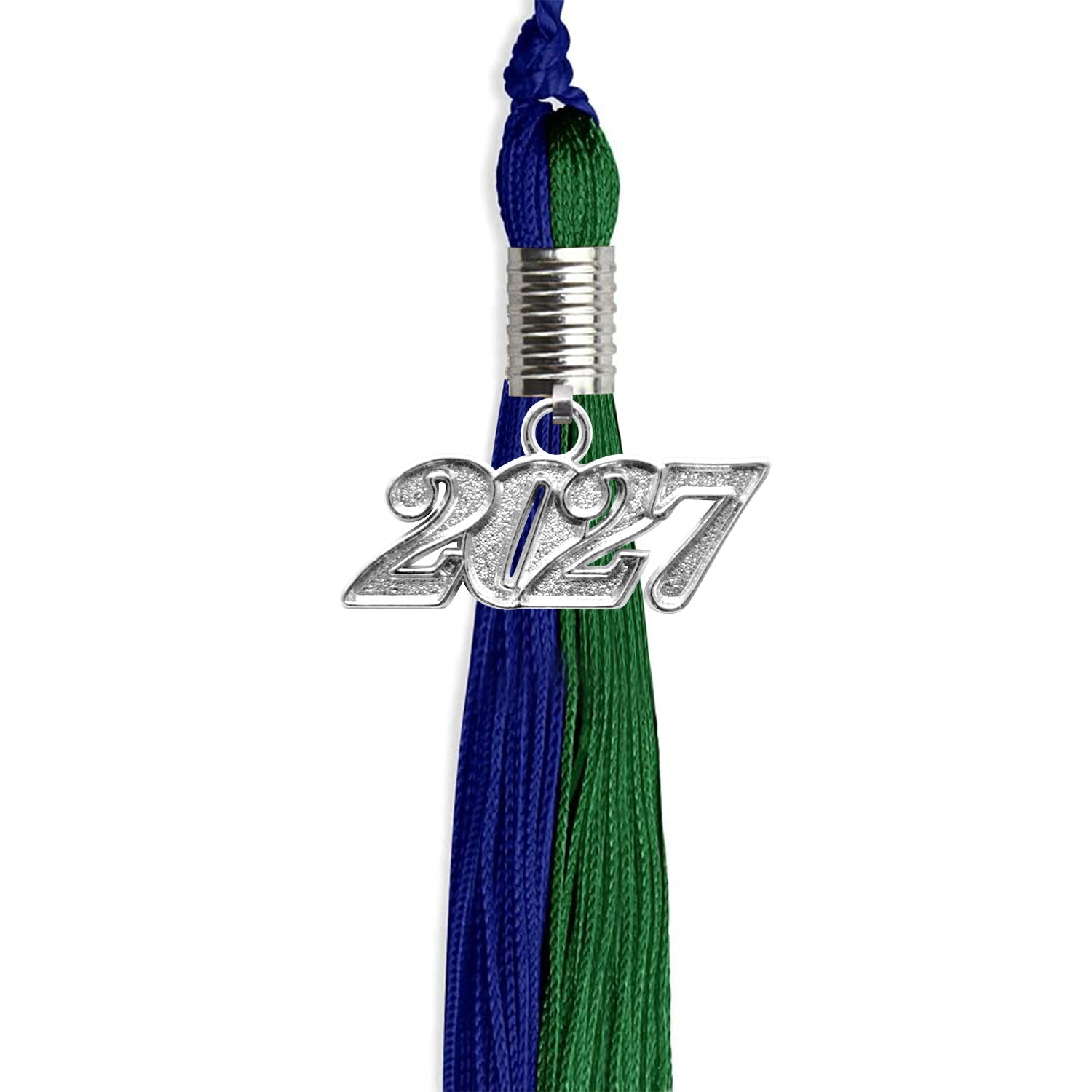 Royal Blue/Green Graduation Tassel with Silver Date Drop - Endea Graduation