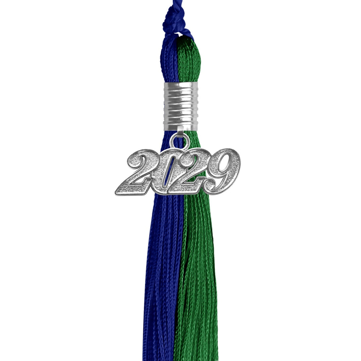 Royal Blue/Green Graduation Tassel with Silver Date Drop - Endea Graduation
