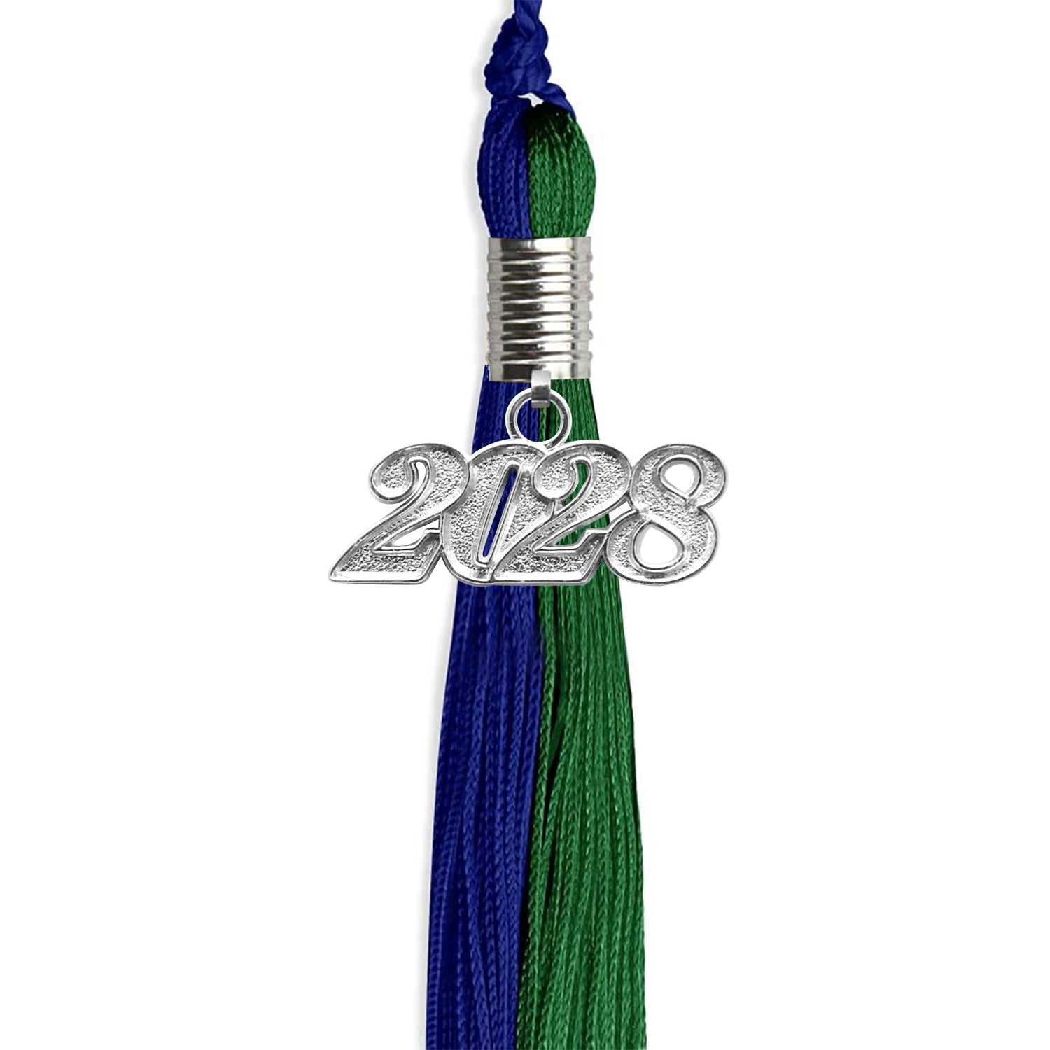 Royal Blue/Green Graduation Tassel with Silver Date Drop - Endea Graduation