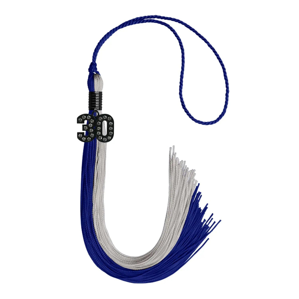 Royal Blue/Grey Graduation Tassel with Black Bling Charm - Endea Graduation