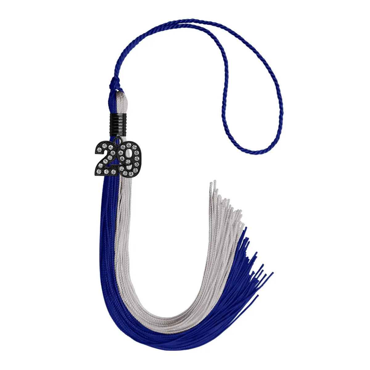 Royal Blue/Grey Graduation Tassel with Black Bling Charm - Endea Graduation
