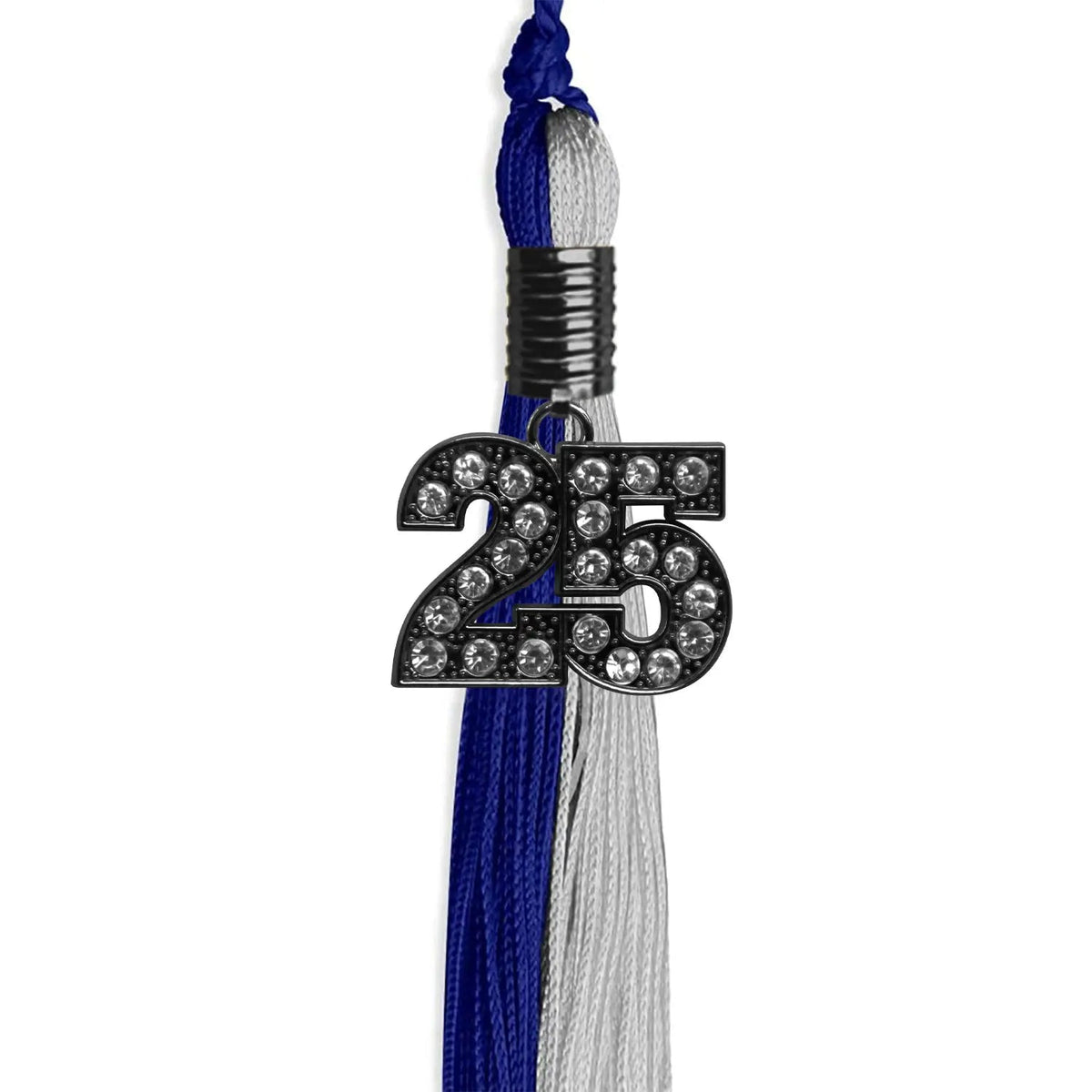 Royal Blue/Grey Graduation Tassel with Black Bling Charm - Endea Graduation