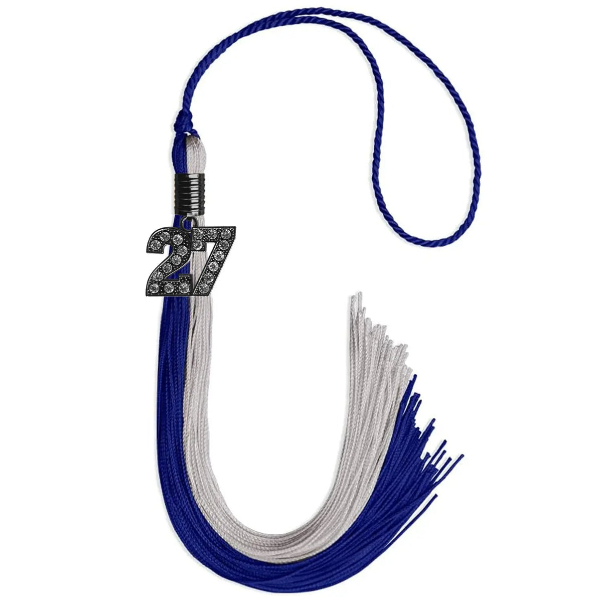 Royal Blue/Grey Graduation Tassel with Black Bling Charm - Endea Graduation