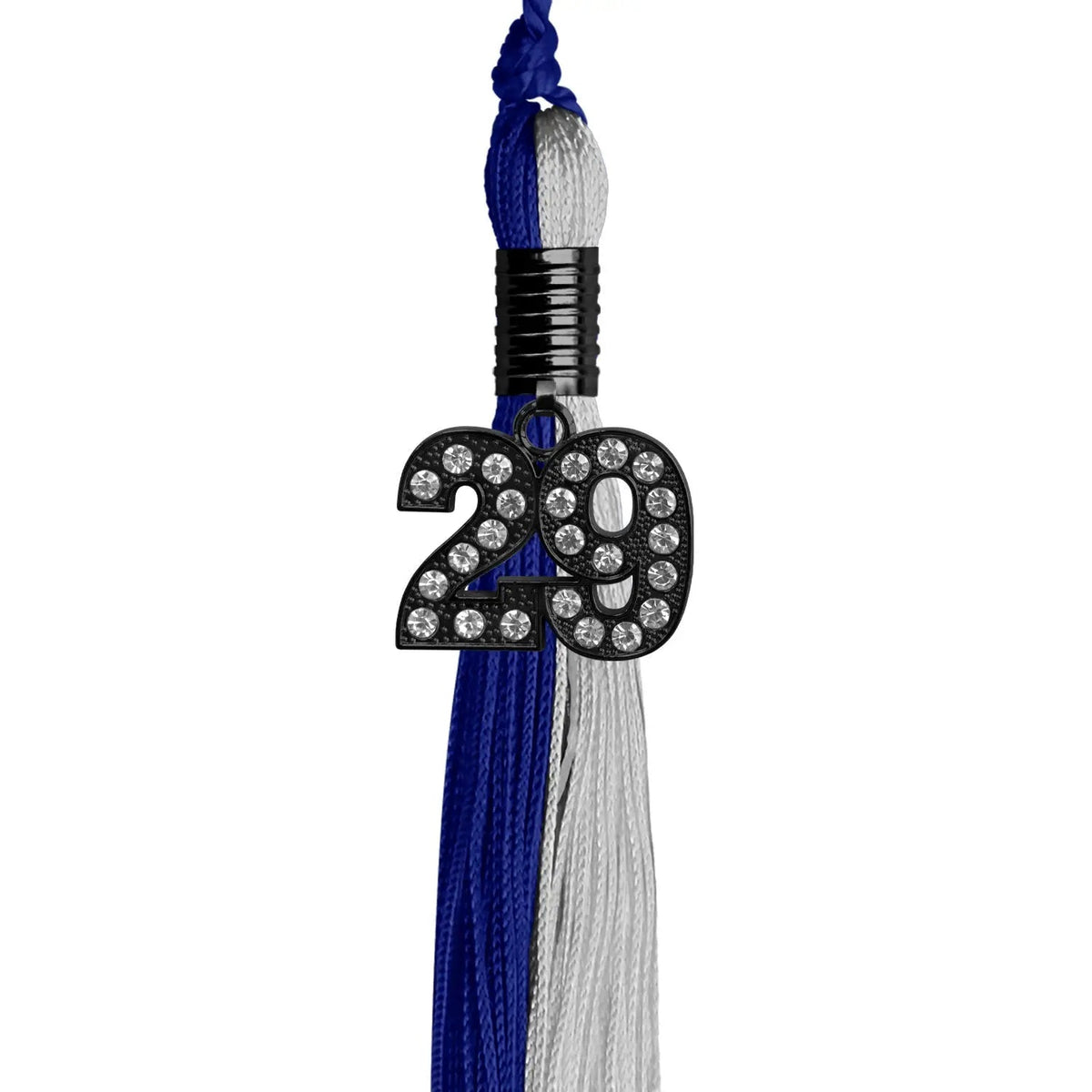 Royal Blue/Grey Graduation Tassel with Black Bling Charm - Endea Graduation