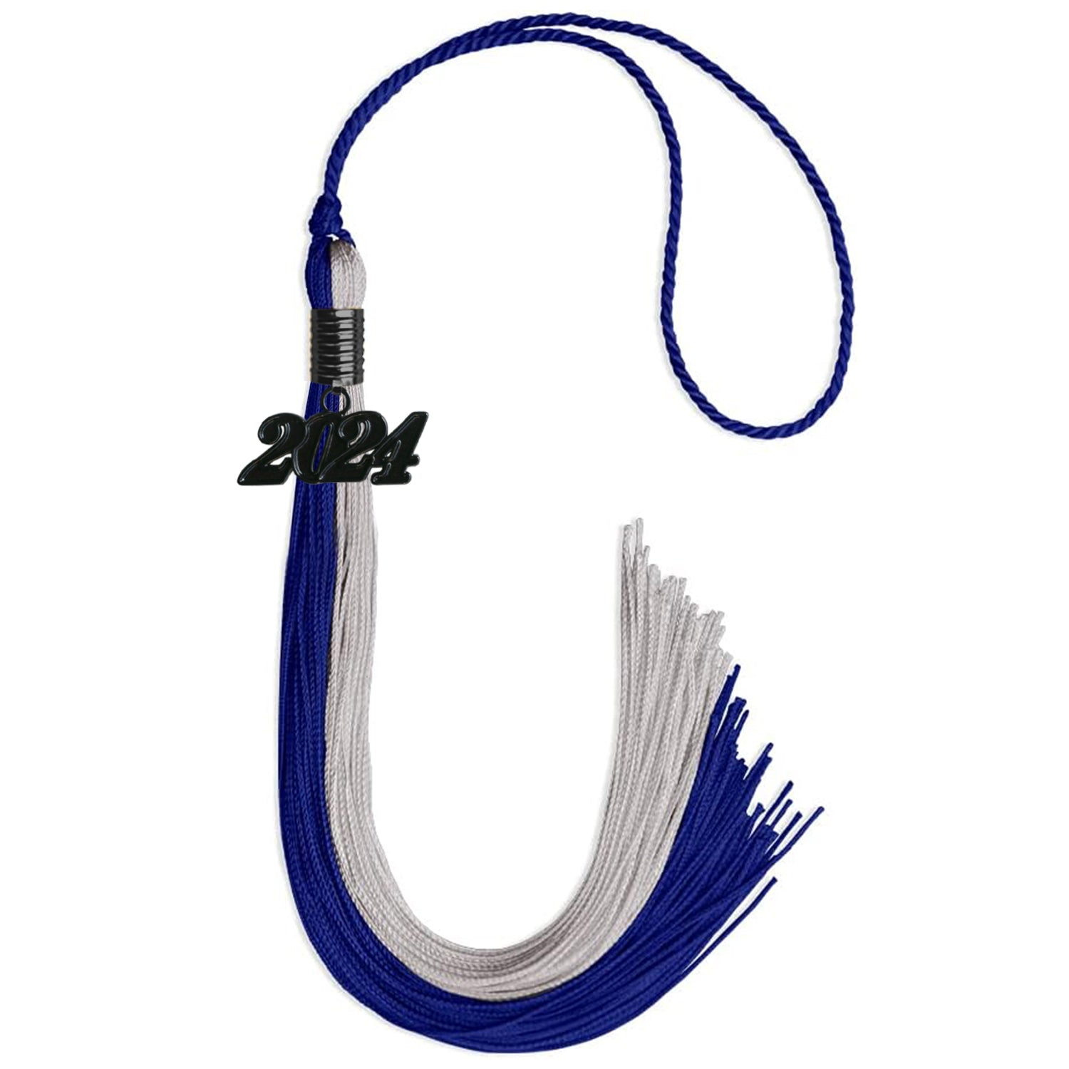 Royal Blue/Grey Graduation Tassel with Black Date Drop - Endea Graduation