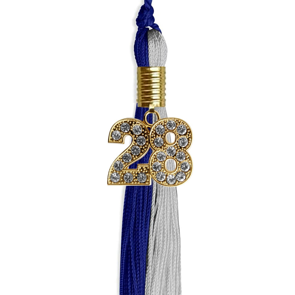 Royal Blue/Grey Graduation Tassel with Gold Bling Charm - Endea Graduation