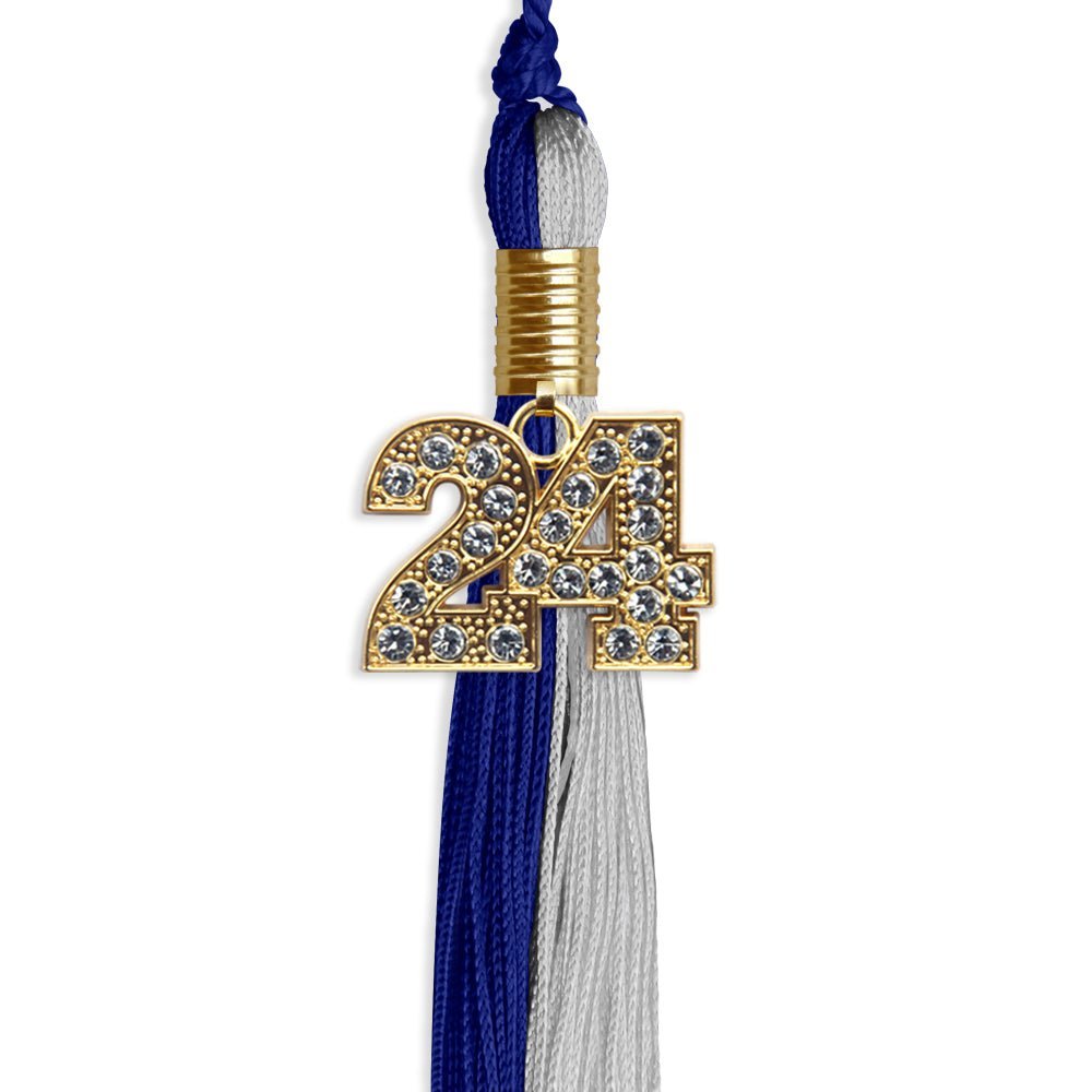 Royal Blue/Grey Graduation Tassel with Gold Bling Charm - Endea Graduation