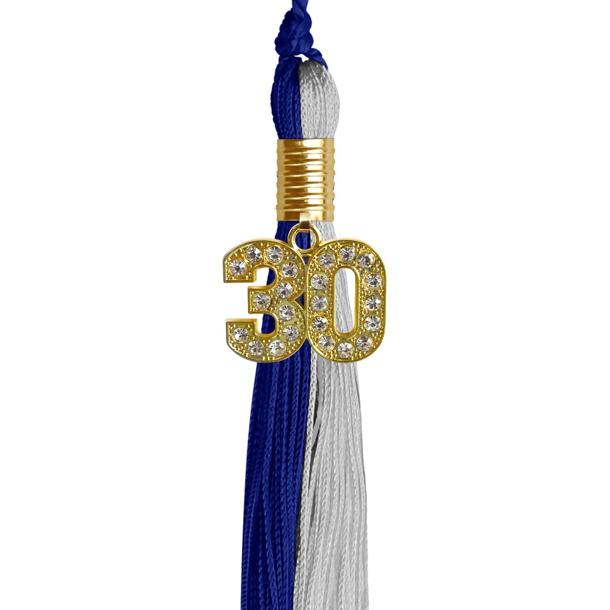 Royal Blue/Grey Graduation Tassel with Gold Bling Charm - Endea Graduation