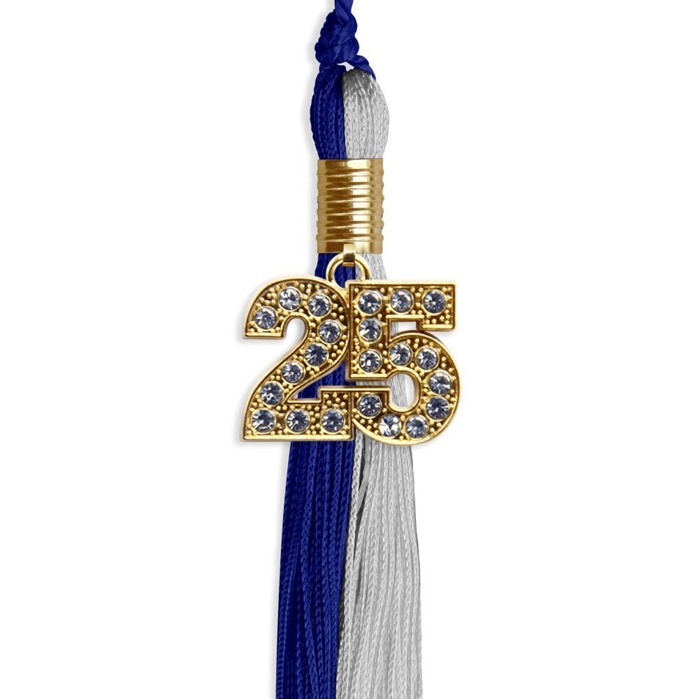 Royal Blue/Grey Graduation Tassel with Gold Bling Charm - Endea Graduation
