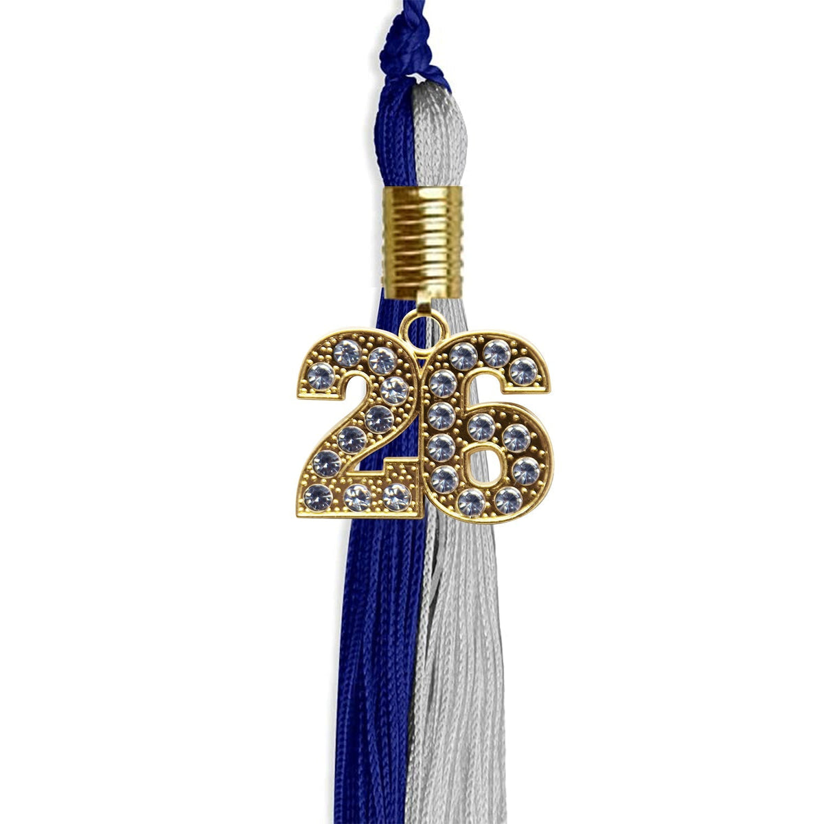 Royal Blue/Grey Graduation Tassel with Gold Bling Charm - Endea Graduation