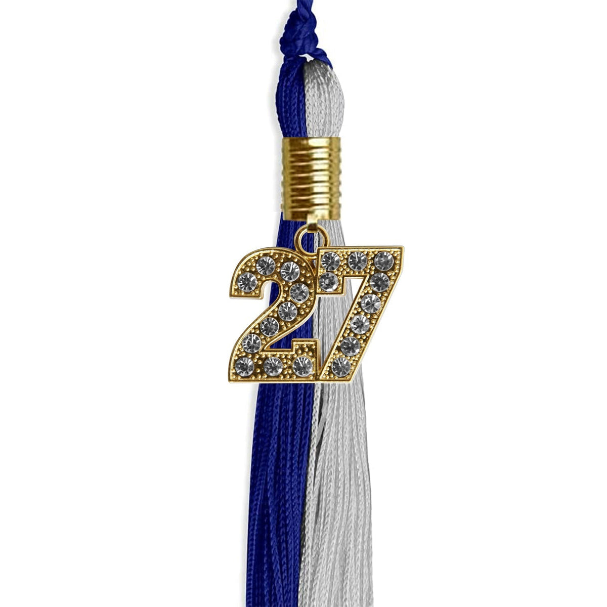 Royal Blue/Grey Graduation Tassel with Gold Bling Charm - Endea Graduation