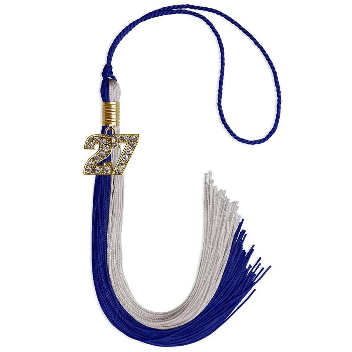 Royal Blue/Grey Graduation Tassel with Gold Bling Charm - Endea Graduation