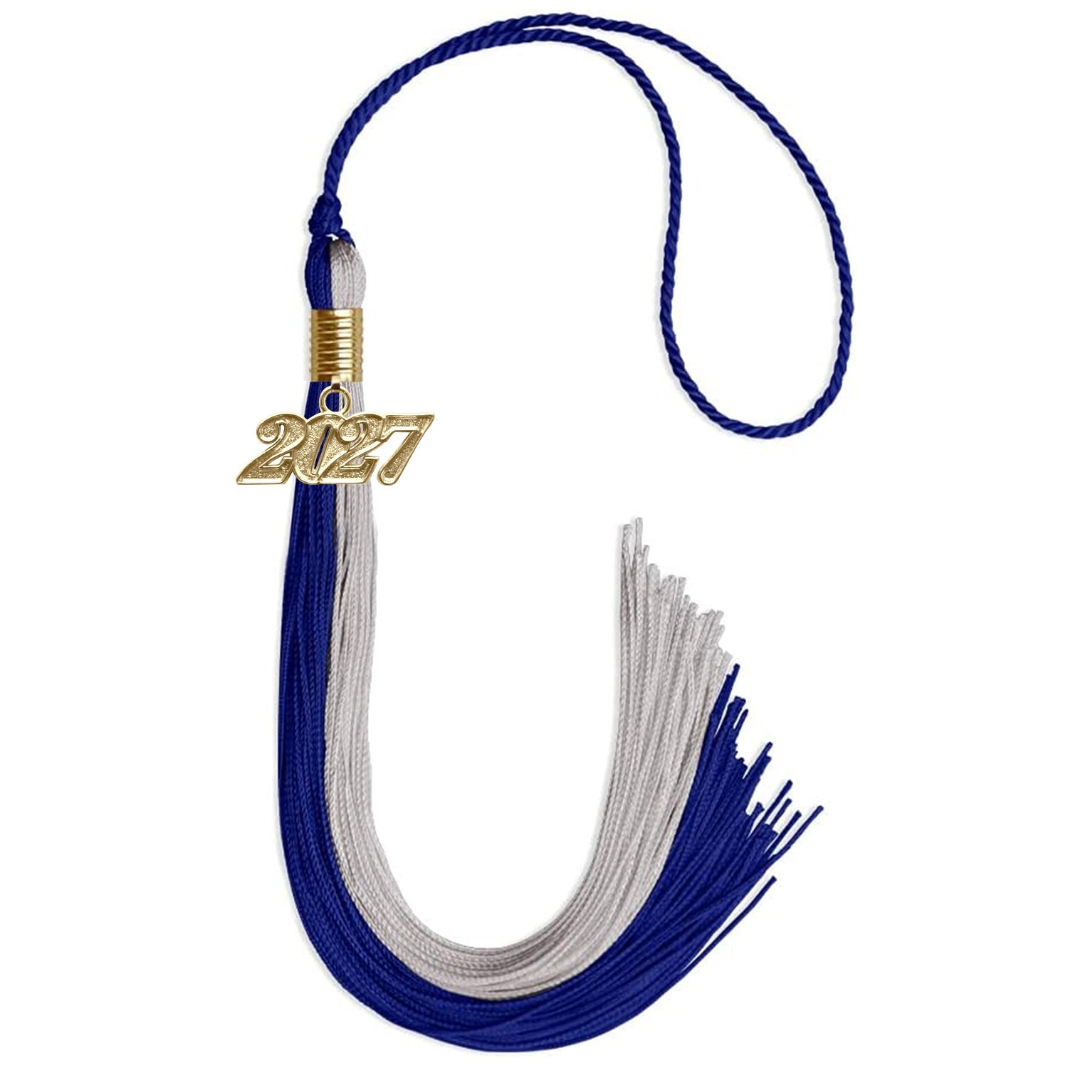 Royal Blue/Grey Graduation Tassel with Gold Date Drop - Endea Graduation