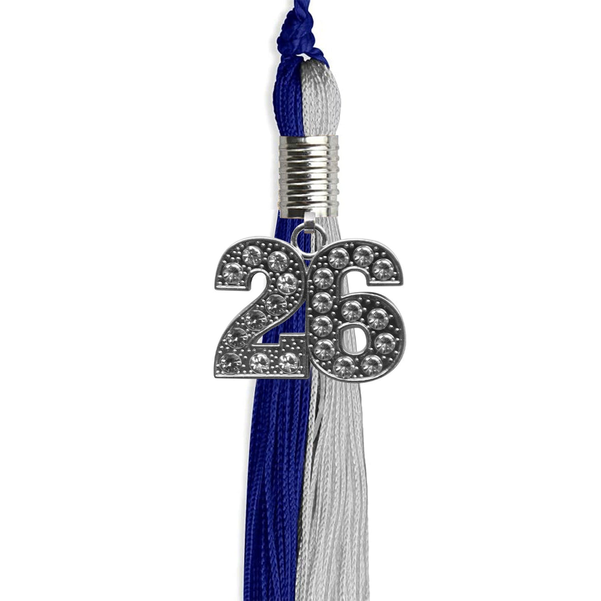 Royal Blue/Grey Graduation Tassel with Silver Bling Charm - Endea Graduation