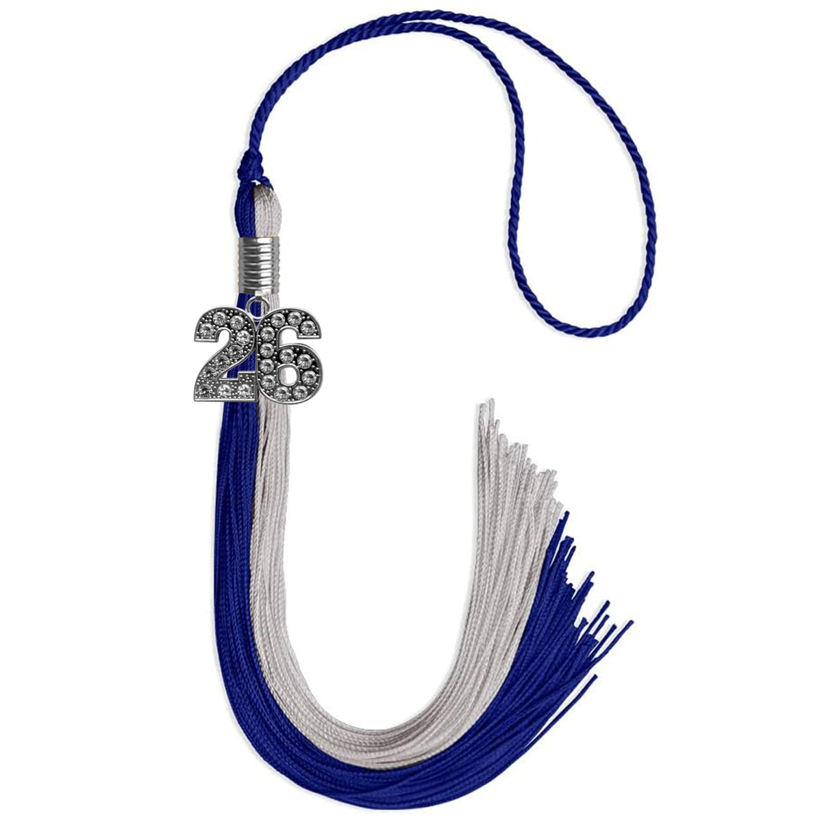 Royal Blue/Grey Graduation Tassel with Silver Bling Charm - Endea Graduation