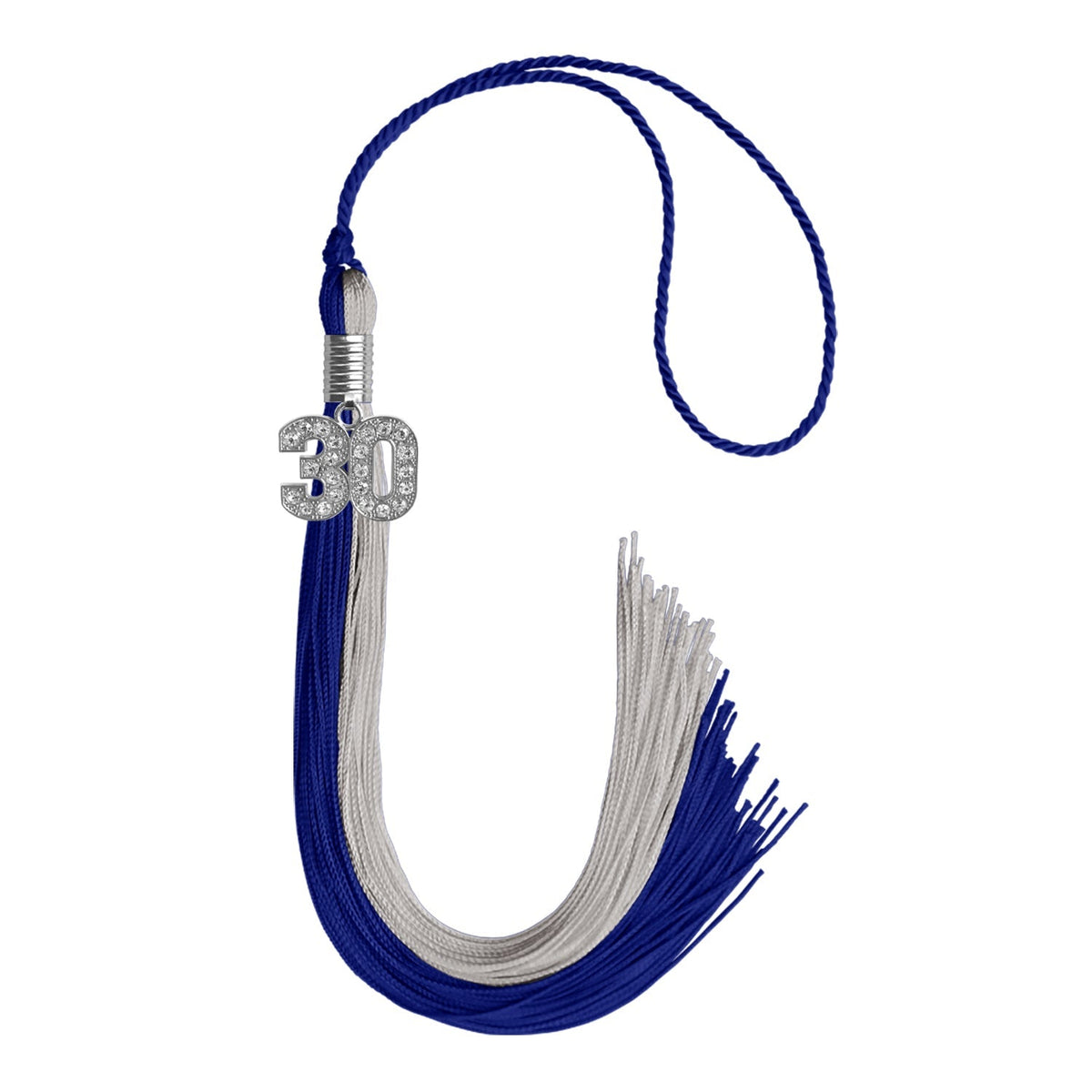Royal Blue/Grey Graduation Tassel with Silver Bling Charm - Endea Graduation