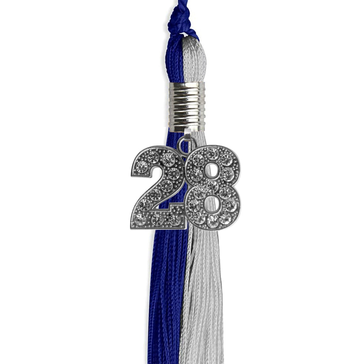 Royal Blue/Grey Graduation Tassel with Silver Bling Charm - Endea Graduation