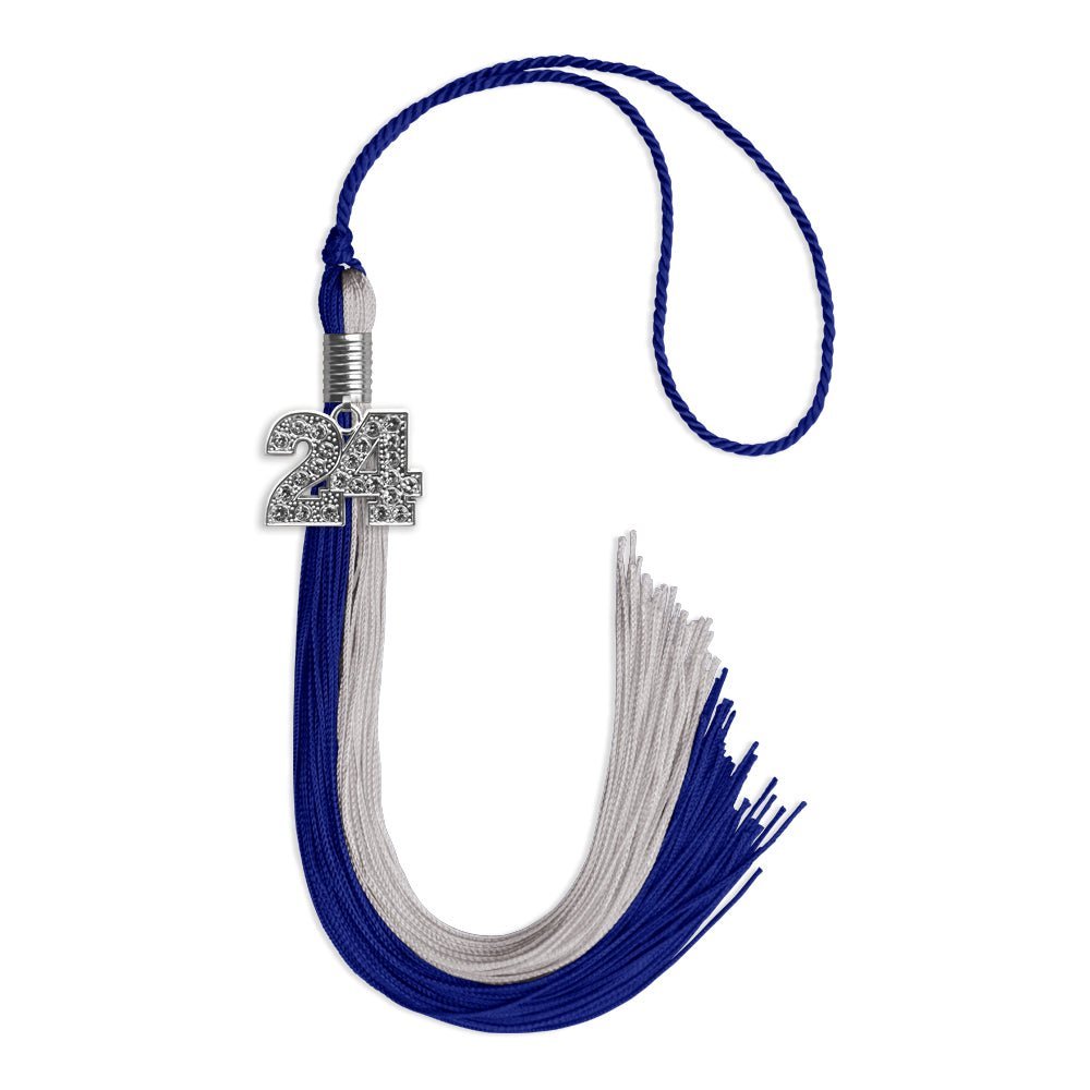 Royal Blue/Grey Graduation Tassel with Silver Bling Charm - Endea Graduation