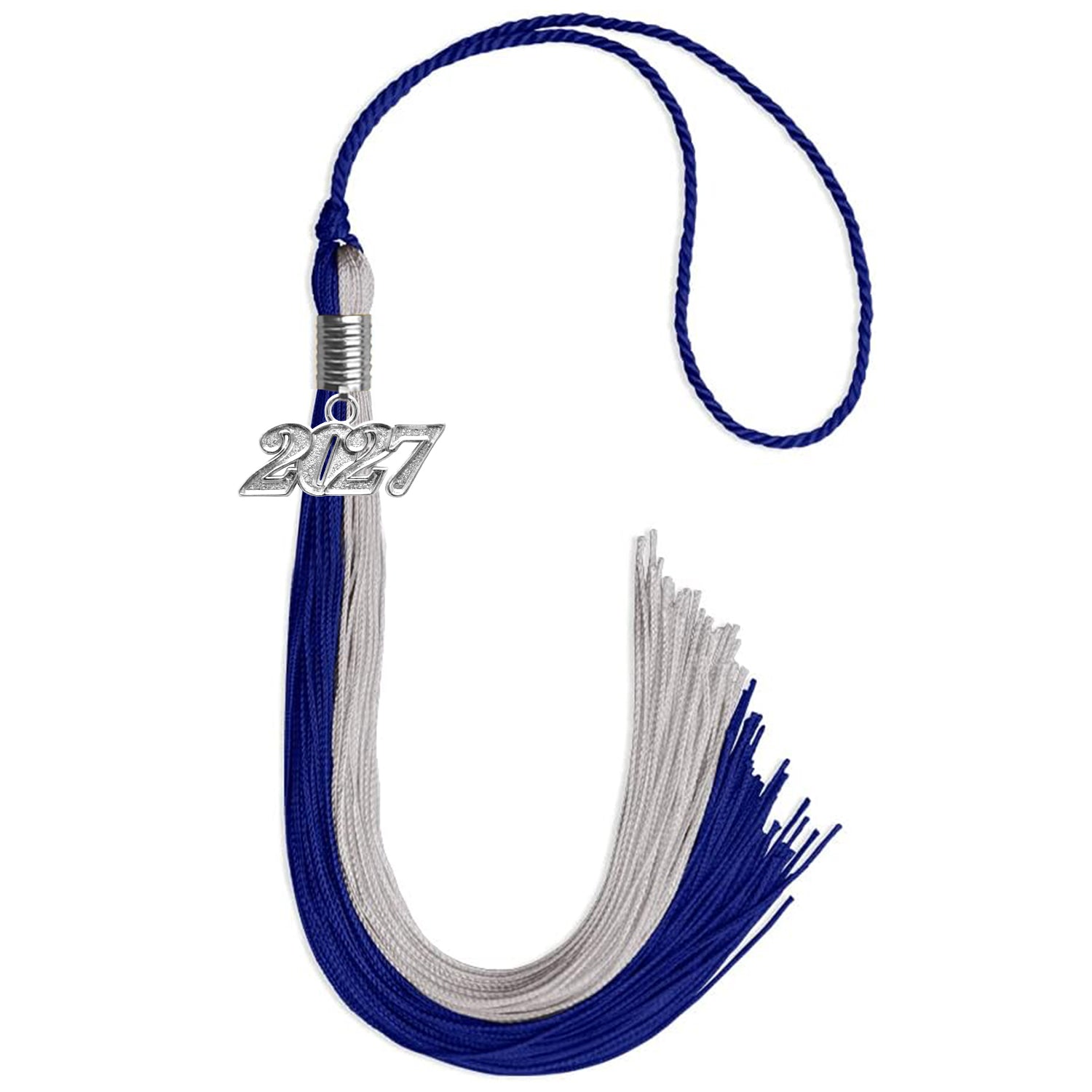 Royal Blue/Grey Graduation Tassel with Silver Date Drop - Endea Graduation