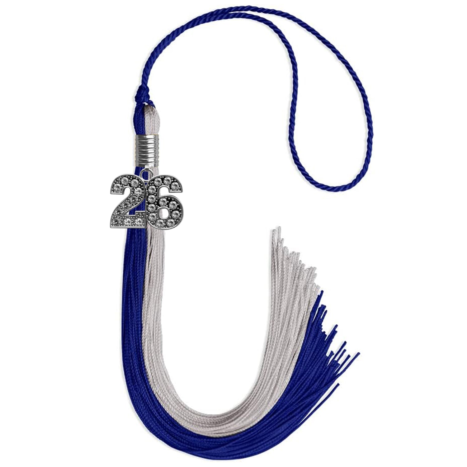 Royal Blue/Grey Graduation Tassel with Silver Date Drop - Endea Graduation