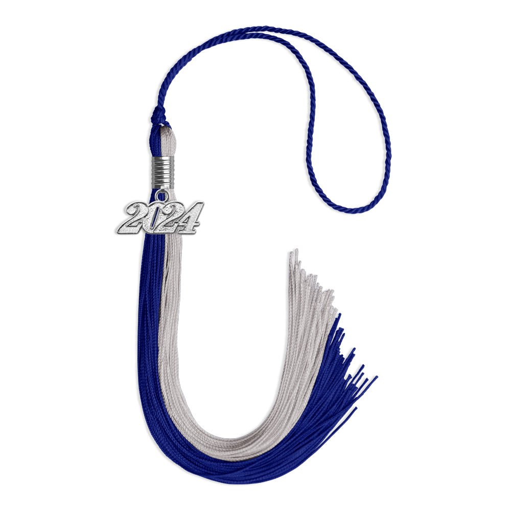 Royal Blue/Grey Graduation Tassel with Silver Date Drop - Endea Graduation